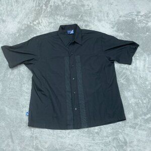 Kik Wear California Mens Black Button-Up Shirt With Pinstripe Size XL 6431